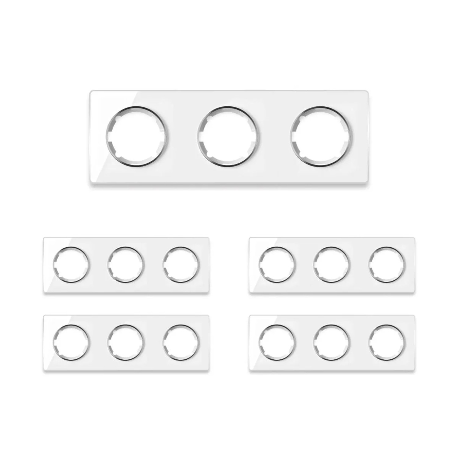 OneKeyElectro 5x Garda Glas Abdeckrahmen Set Abdeckrahmen 3fach Waagerecht Weiß