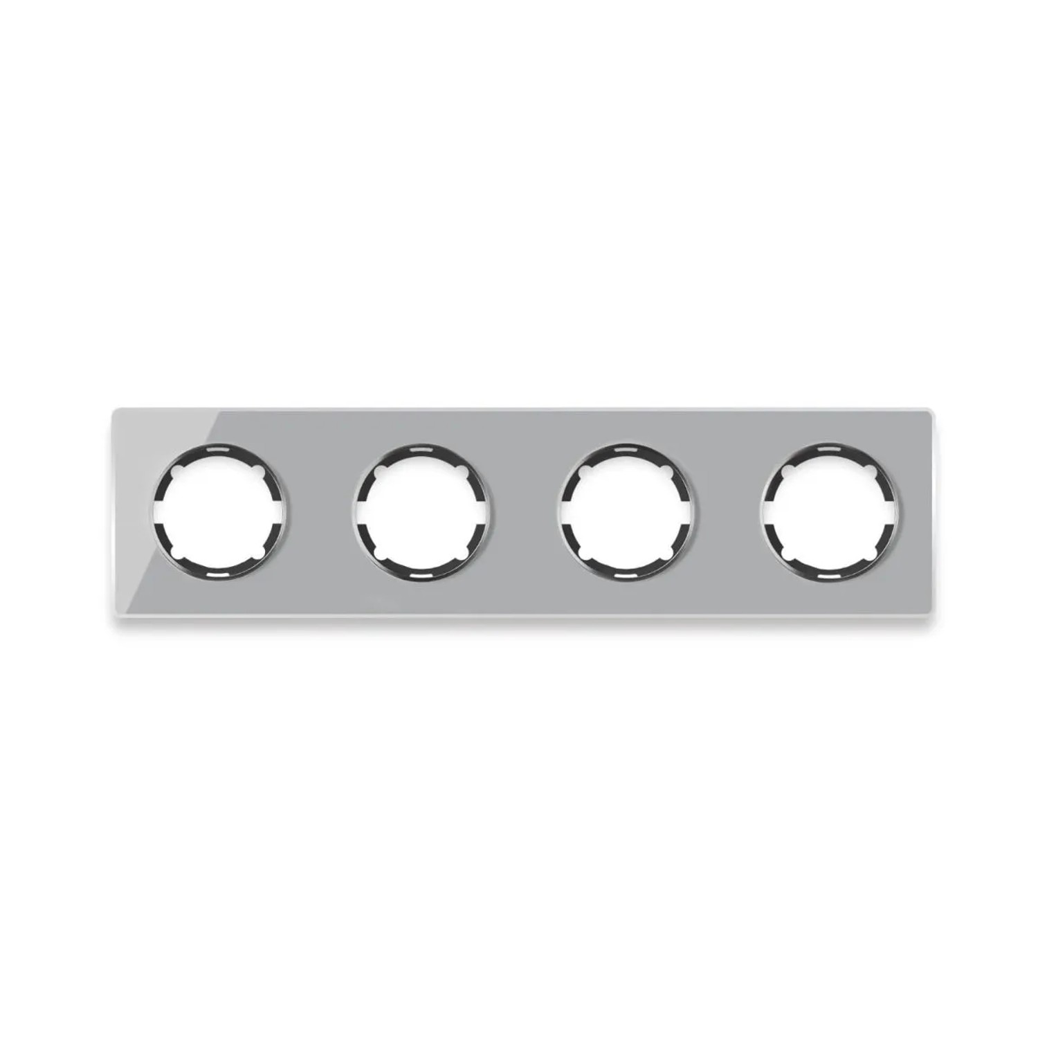 OneKeyElectro Glas Abdeckrahmen für Lichtschalter Steckdose 4fach Waagerecht Unterputz Serie Garda Grau