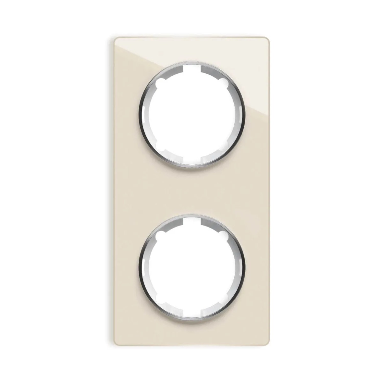 OneKeyElectro Glas Abdeckrahmen für Lichtschalter Steckdose 2fach Senkrecht Unterputz Serie Garda Beige