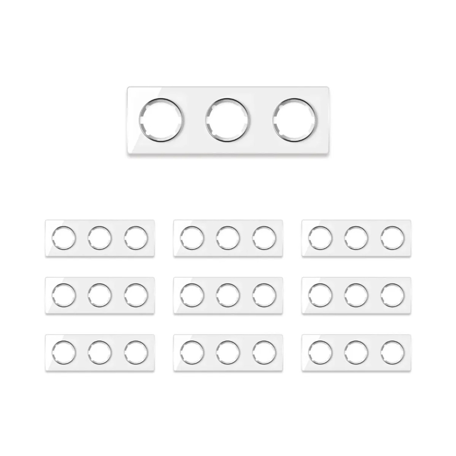 OneKeyElectro 10x Garda Glas Abdeckrahmen Set Abdeckrahmen 3fach Waagerecht Weiß