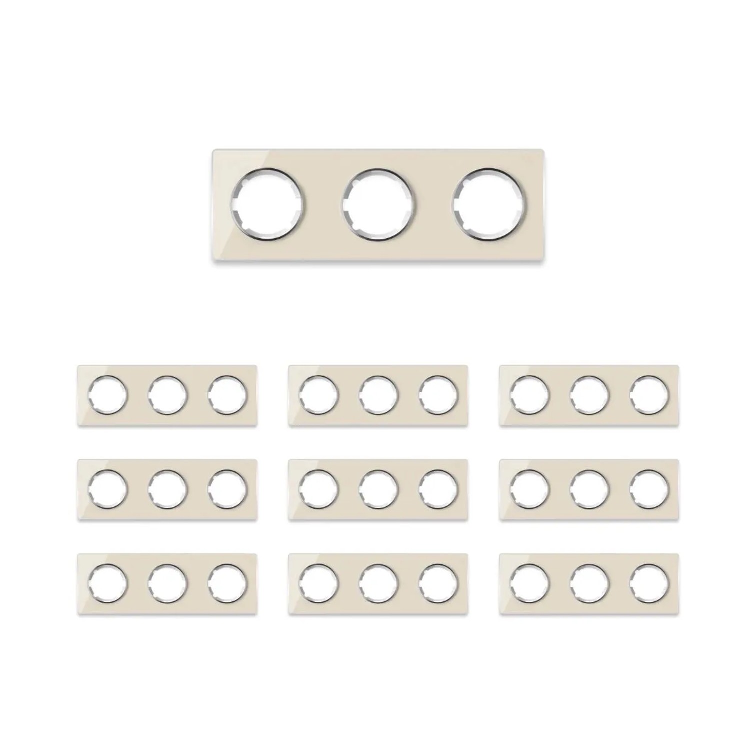 OneKeyElectro 10x Garda Glas Abdeckrahmen Set Abdeckrahmen 3fach Waagerecht Beige