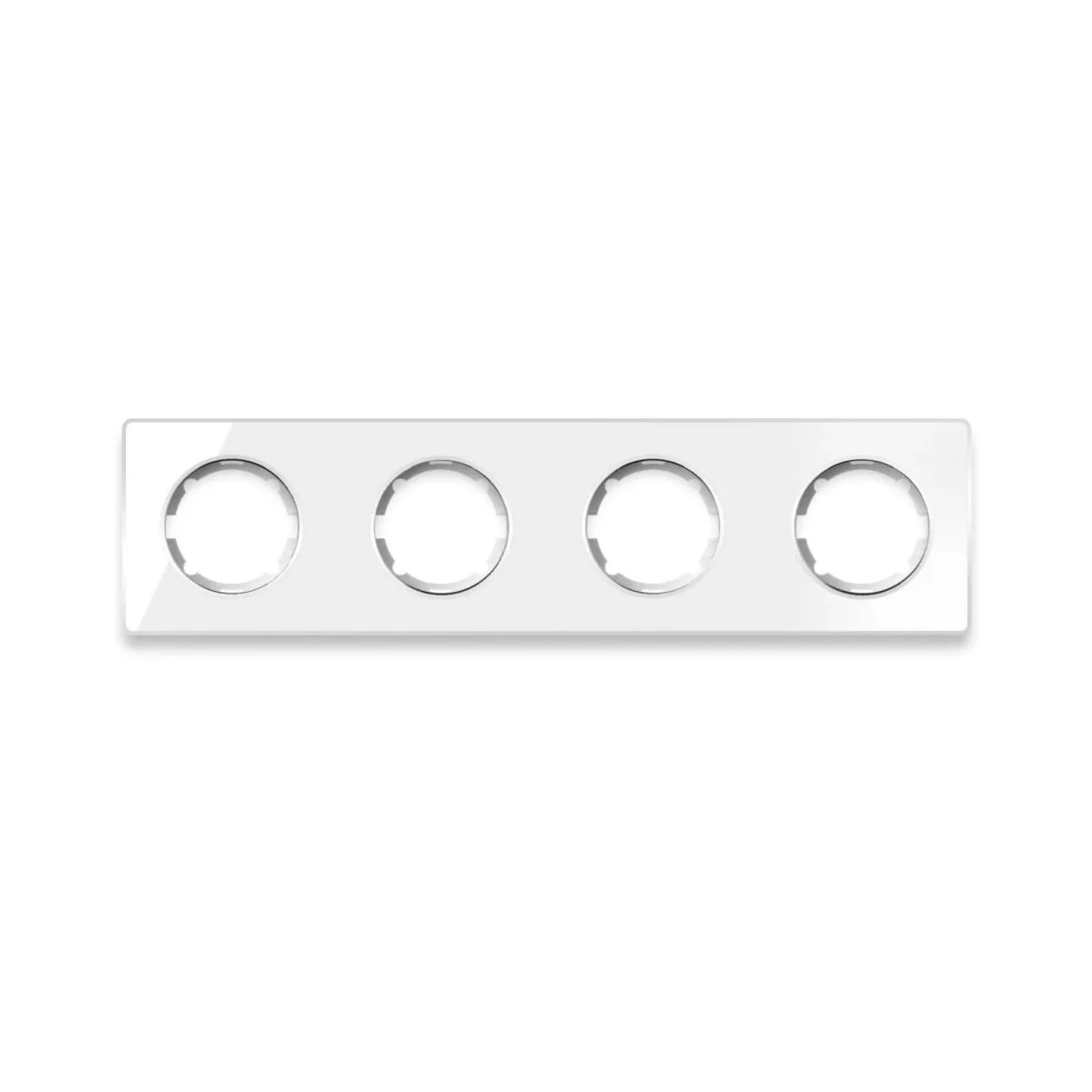 OneKeyElectro Glas Abdeckrahmen für Lichtschalter Steckdose 4fach Waagerecht Unterputz Serie Garda Weiß