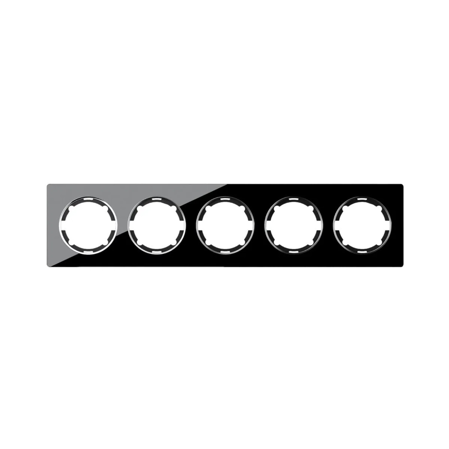 OneKeyElectro Glas Abdeckrahmen für Lichtschalter Steckdose 5fach Waagerecht Unterputz Serie Garda Schwarz