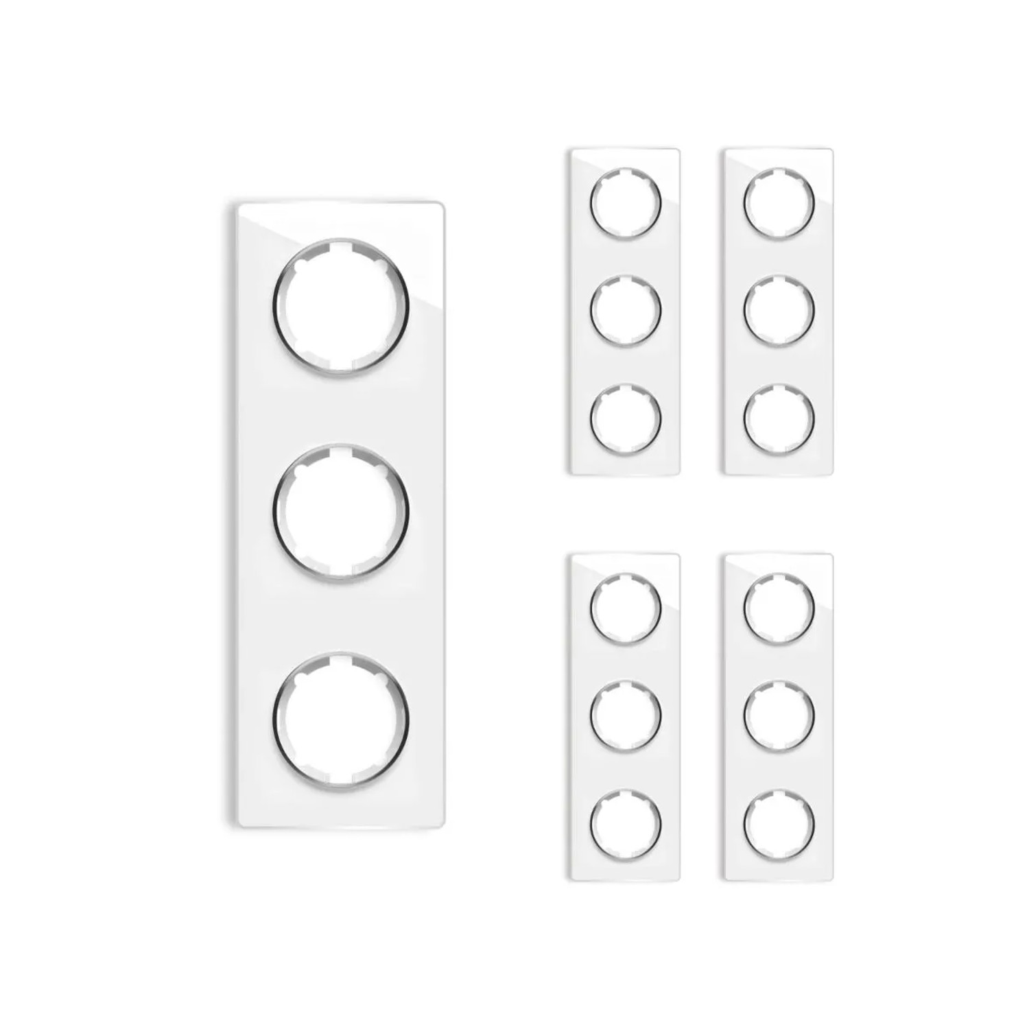 OneKeyElectro 5x Garda Glas Abdeckrahmen Set Abdeckrahmen 3fach Senkrecht Weiß