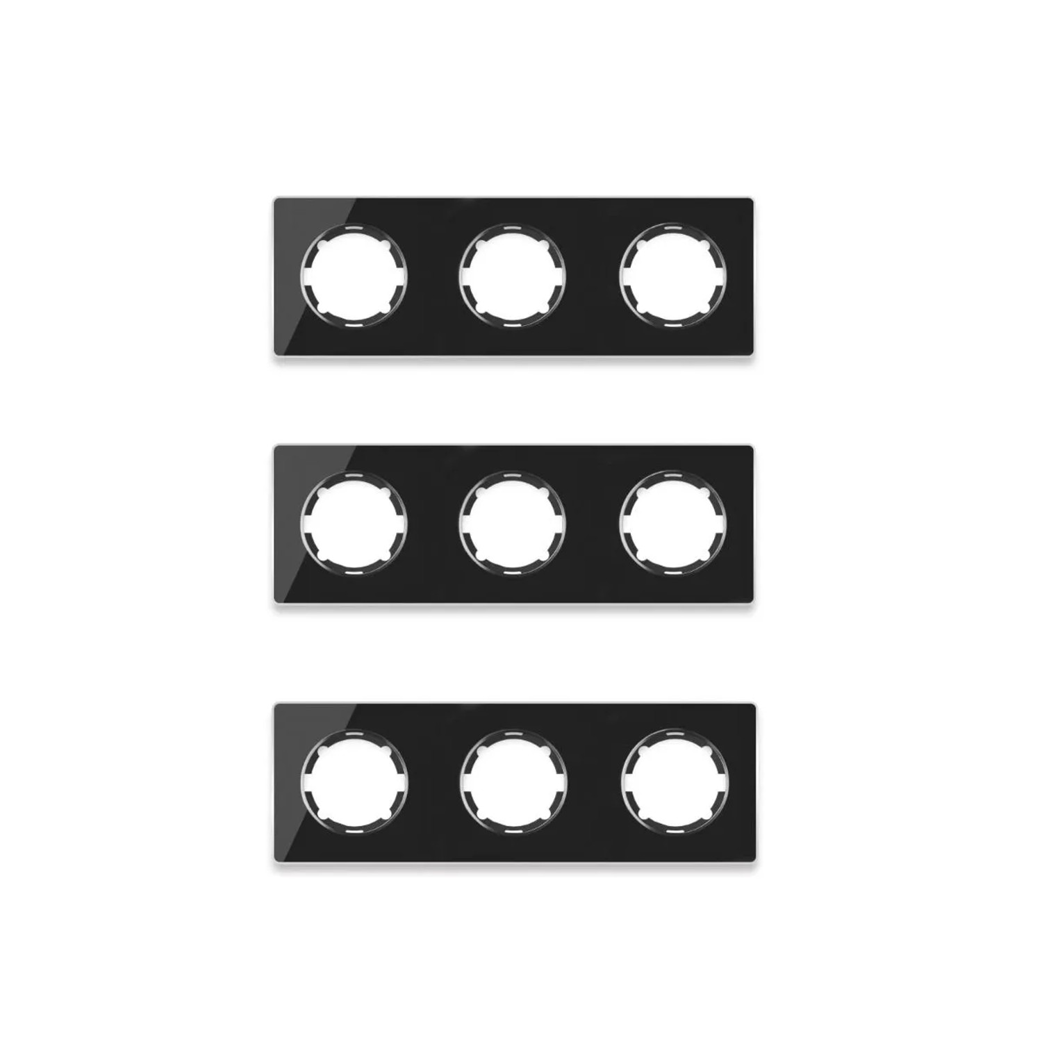 OneKeyElectro 3x Garda Glas Abdeckrahmen Set Abdeckrahmen 3fach Waagerecht Schwarz