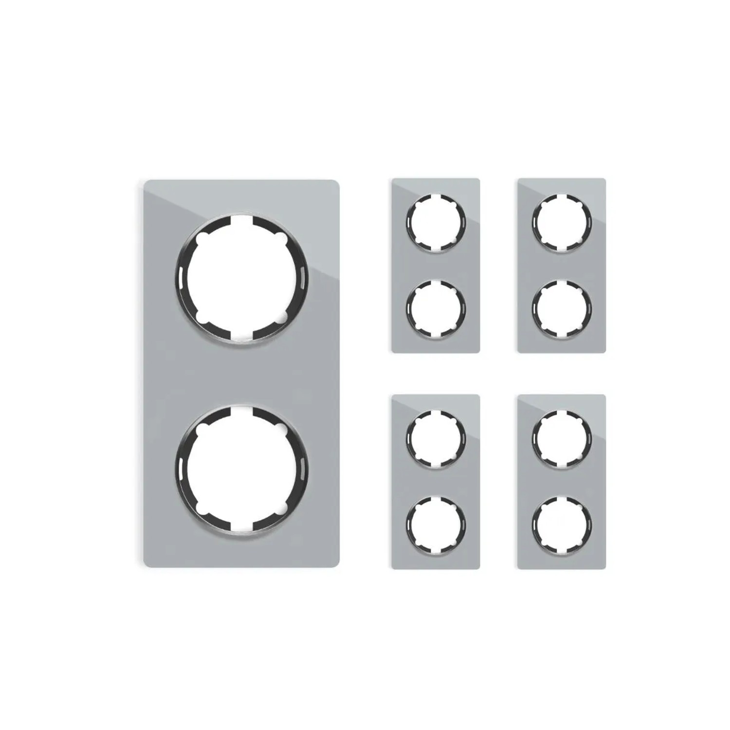 OneKeyElectro 5x Garda Glas Abdeckrahmen Set Abdeckrahmen 2fach Senkrecht Grau