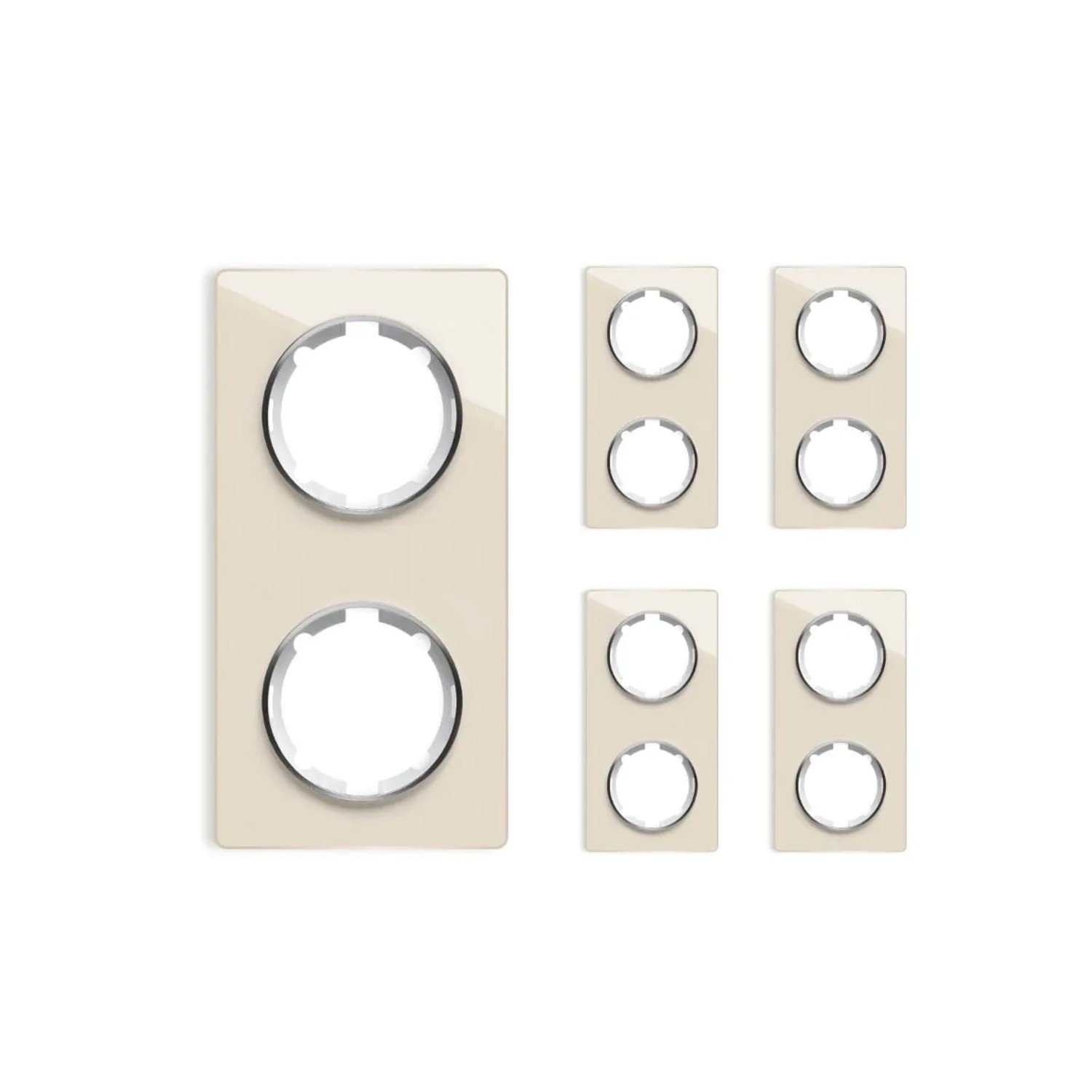 OneKeyElectro 5x Garda Glas Abdeckrahmen Set Abdeckrahmen 2fach Senkrecht Beige