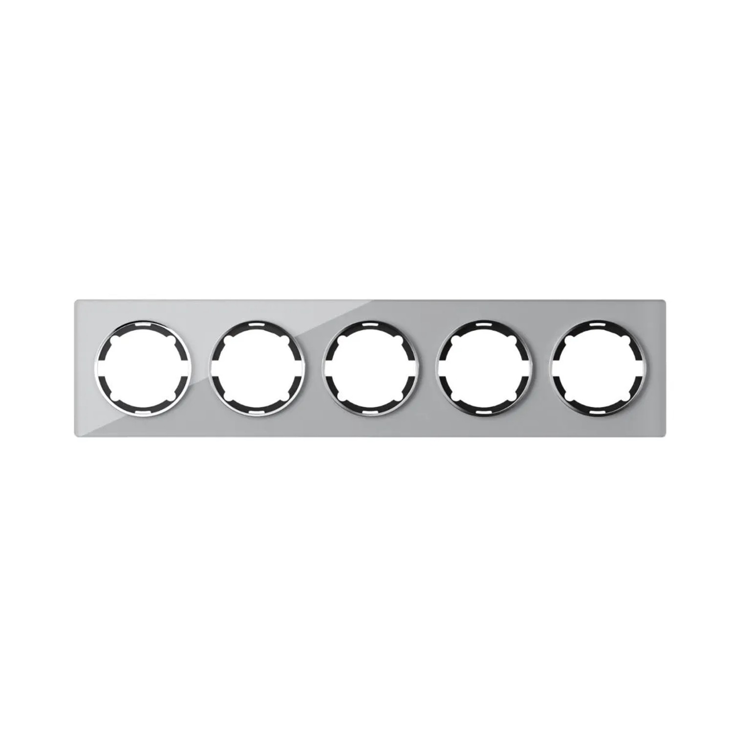 OneKeyElectro Glas Abdeckrahmen für Lichtschalter Steckdose 5fach Waagerecht Unterputz Serie Garda Grau