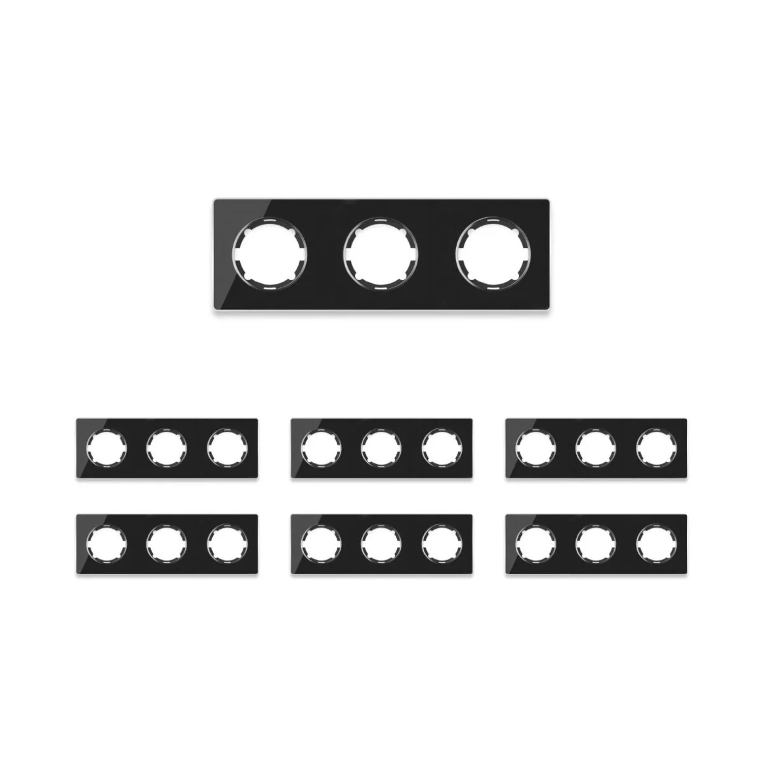 OneKeyElectro 7x Garda Glas Abdeckrahmen Set Abdeckrahmen 3fach Waagerecht Schwarz