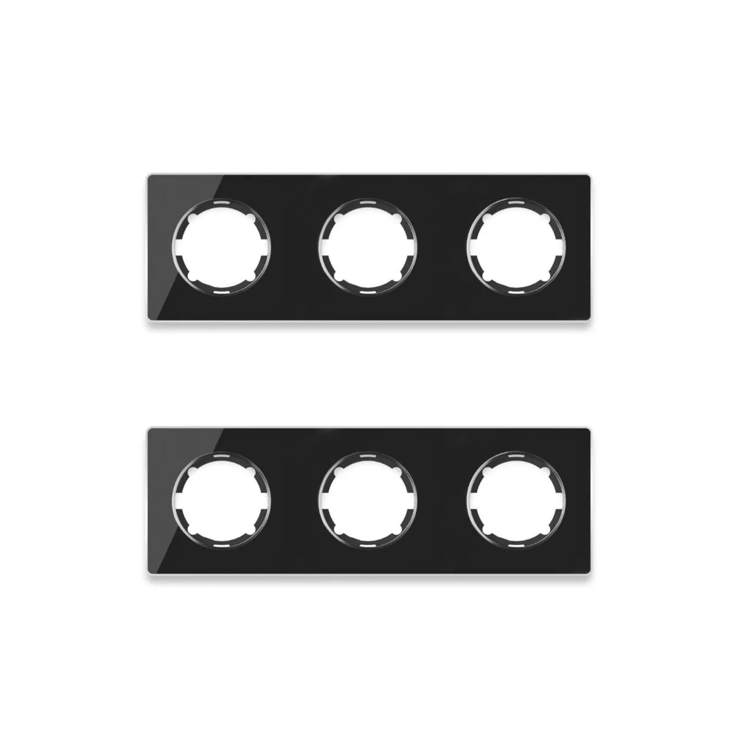 OneKeyElectro 2x Garda Glas Abdeckrahmen Set Abdeckrahmen 3fach Waagerecht Schwarz