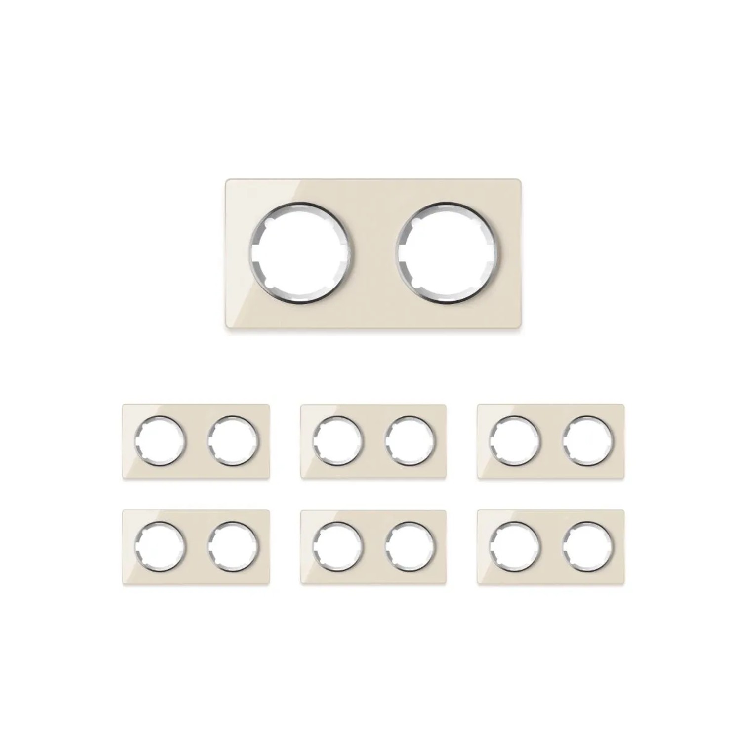 OneKeyElectro 7x Garda Glas Abdeckrahmen Set Abdeckrahmen 2fach Waagerecht Beige