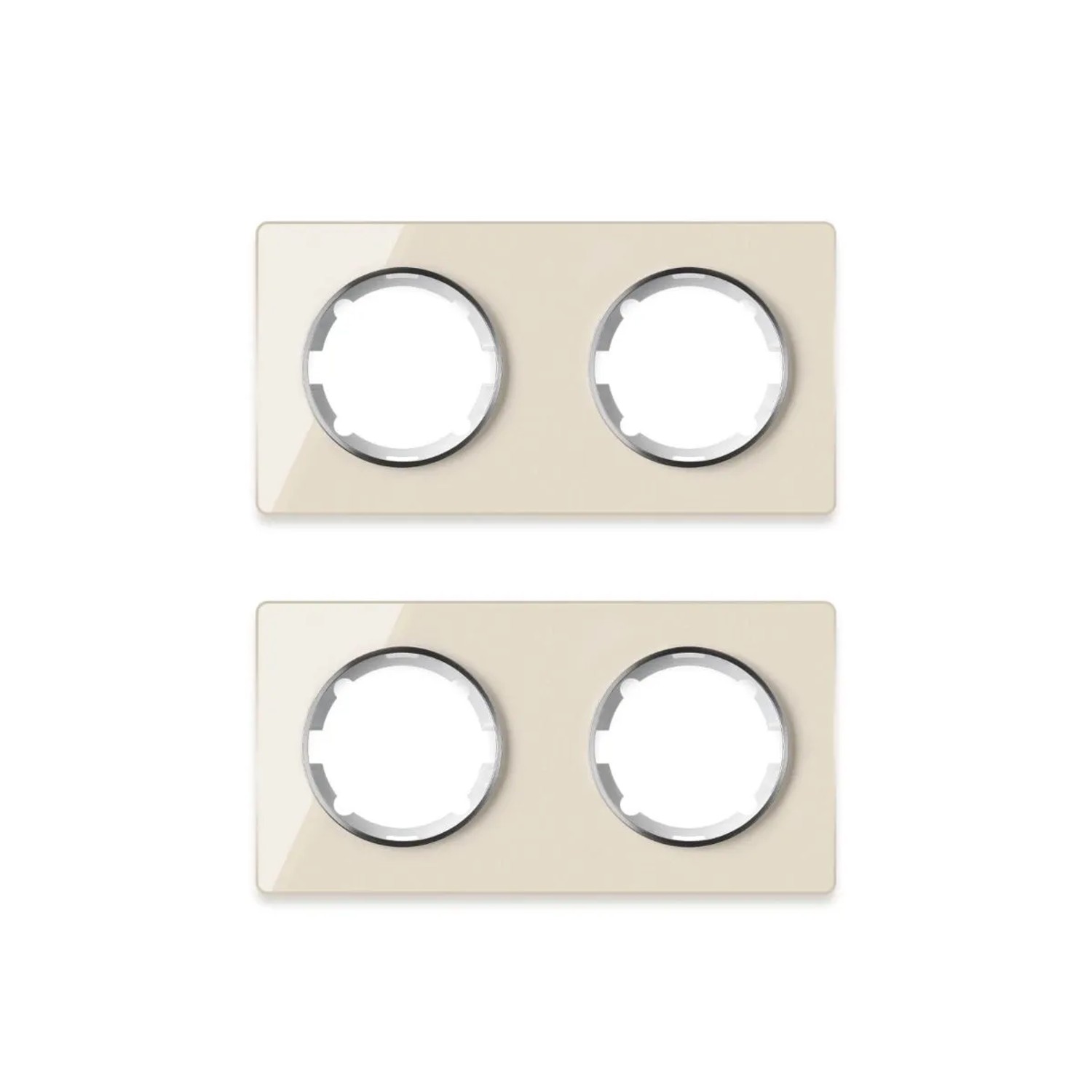 OneKeyElectro 2x Garda Glas Abdeckrahmen Set Abdeckrahmen 2fach Waagerecht Beige
