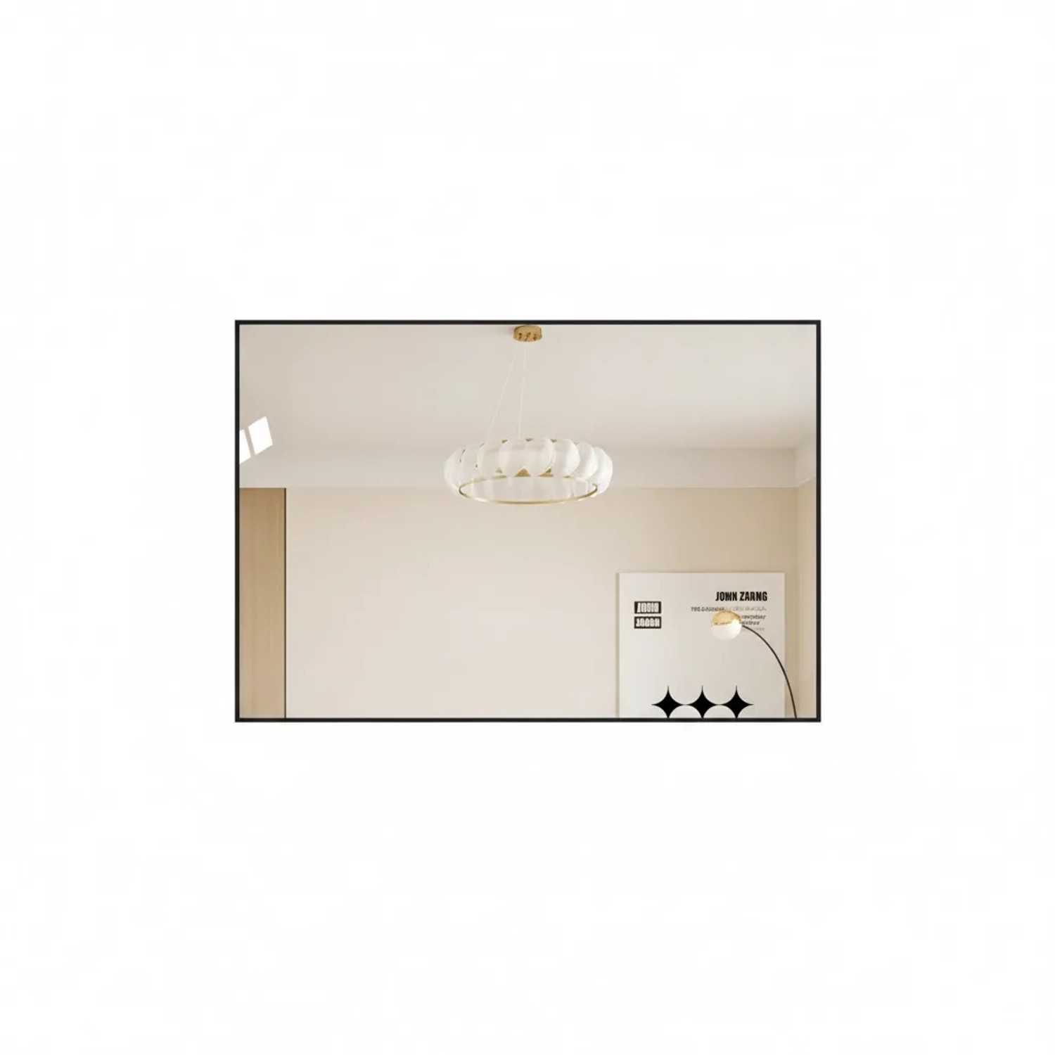 PXloue Badezimmerspiegel 60 x 80 cm Aluminiumrahmen Schwarz Kupferfrei HD Horizontal Vertikal Montierbar