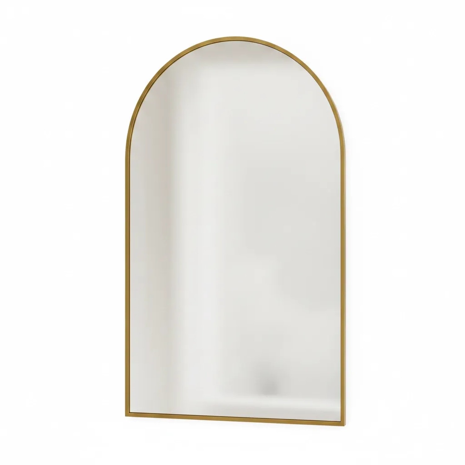 PXloue Bogenspiegel Weiß 90 x 61 cm Wandspiegel Aluminiumrahmen Sicherheitsglas Flur Wohnzimmer