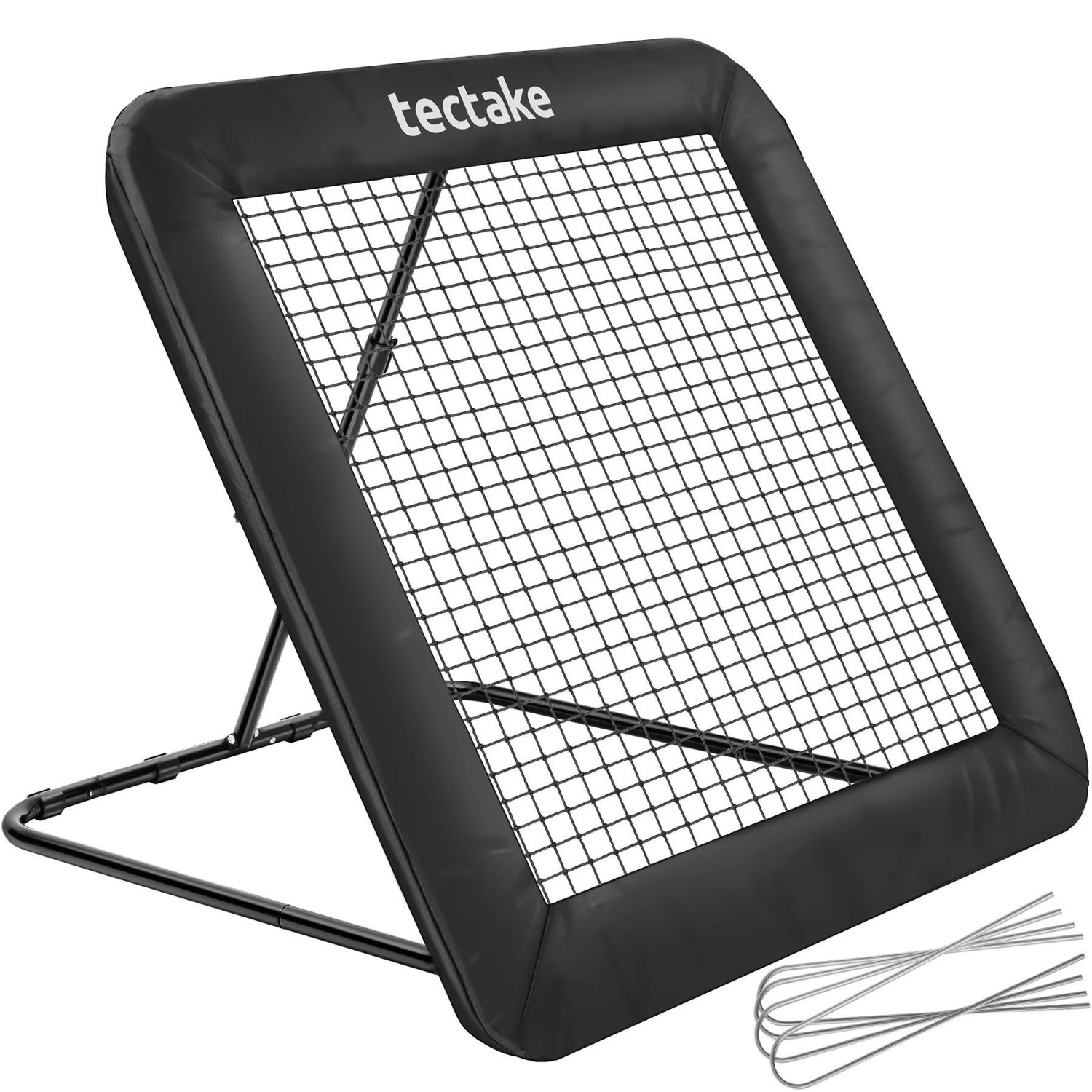 Tectake Rebounder Für Fußball Alphonso In 5 Stufen Verstellbar Klappbar Wetterfest Für Drinnen und Draußen 124 x 124 cm 117 x 124 x 117 cm Schwarz