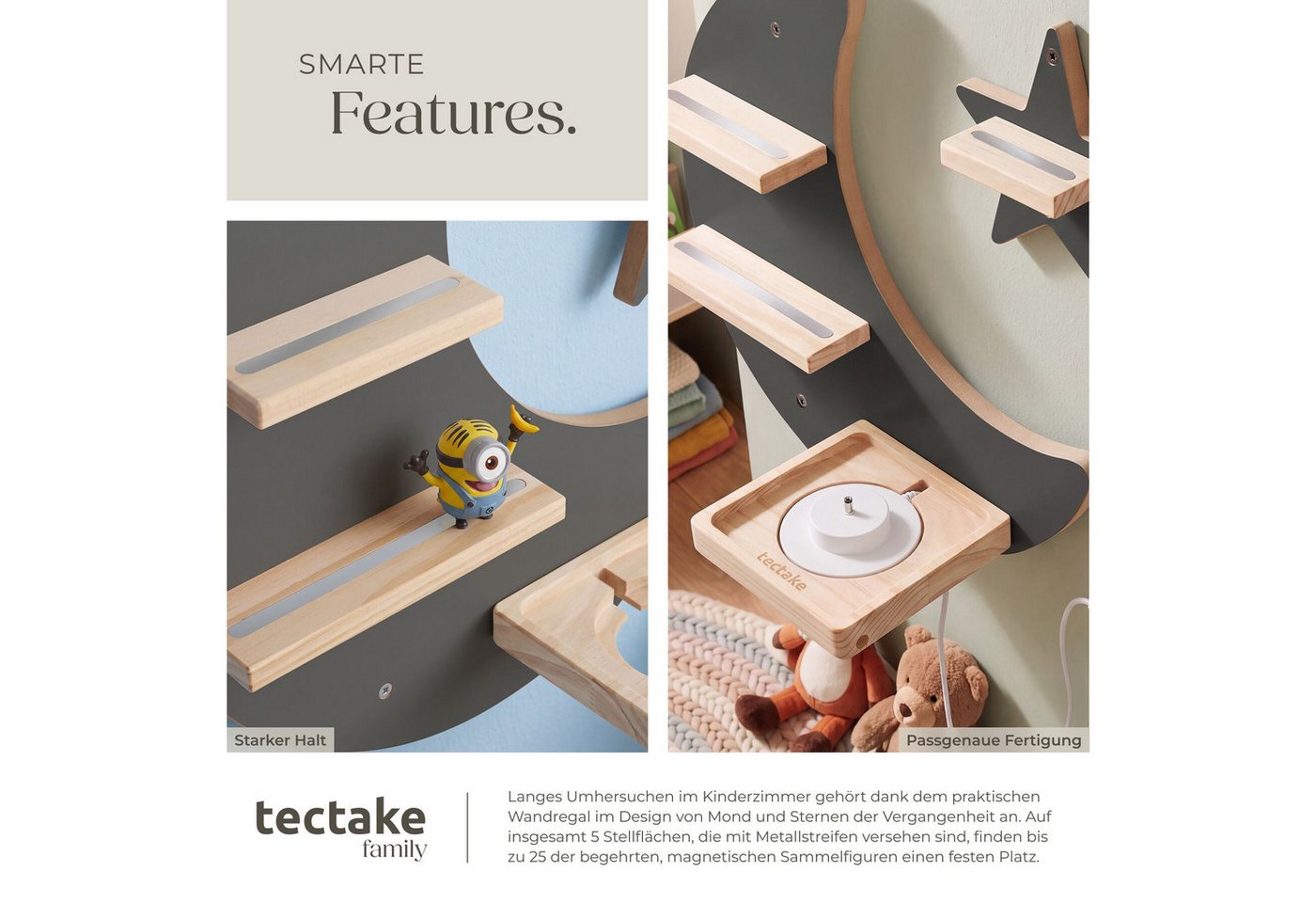 Tectake Wandregal Mylittlestory Star Für Bis Zu 25 Tonies Passend Für Toniebox 1 und 2 Mond und 3 Sterne Metallstreifen Für Magnetischen Halt 16 50 Bild 5