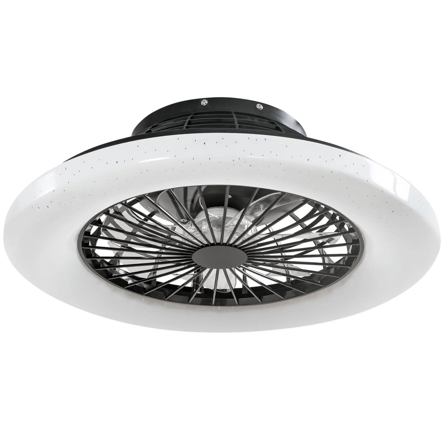 Tectake Led Deckenleuchte Mit Ventilator Storm Lampe 40 W Dimmbar 3 Lichtfarben Ventilator 20 W 3 Geschwindigkeitsstufen 50 x 50 x 17 5 cm Schwarz