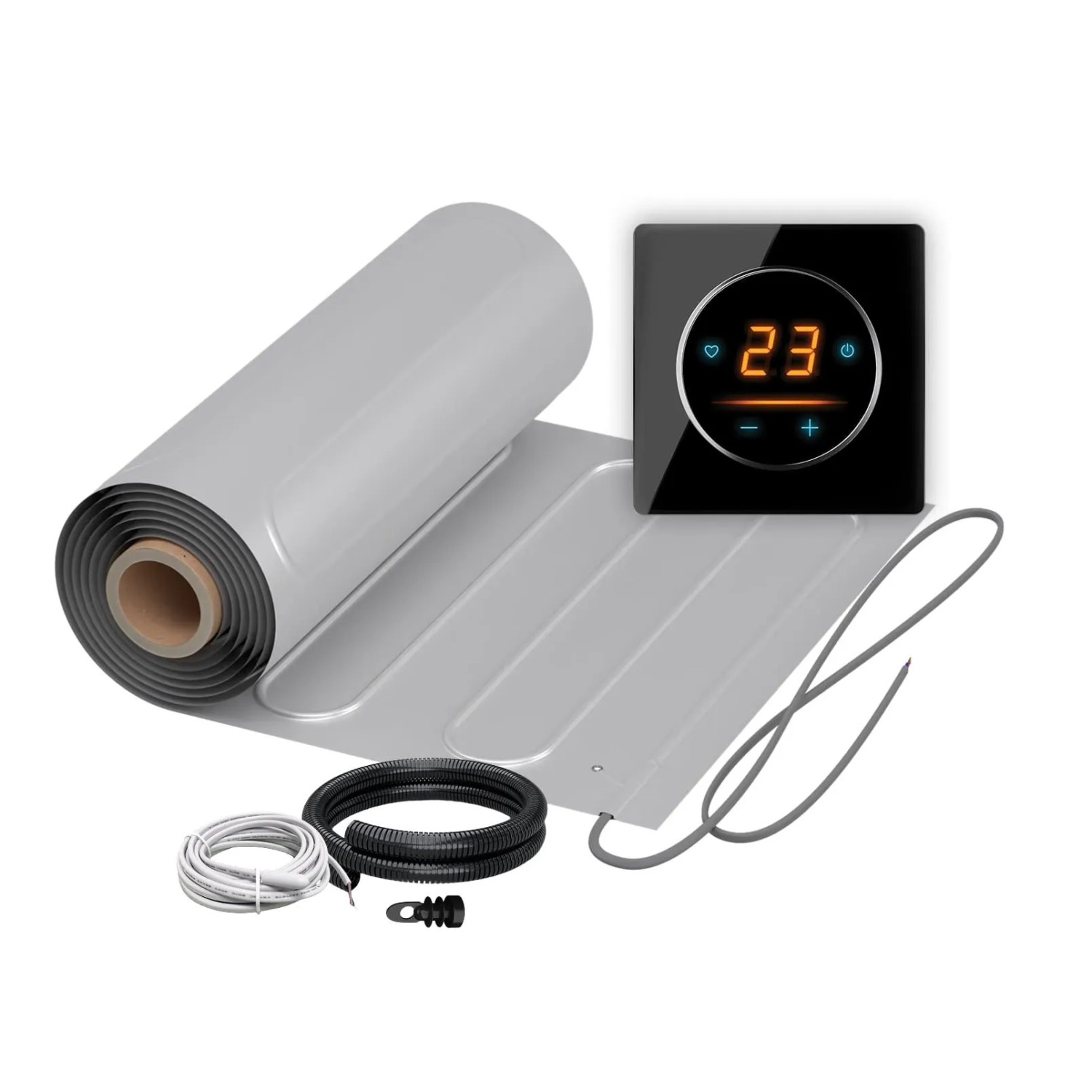 WARMON Fußbodenheizung Elektrisch ALU 150 W/m² mit WiFi Thermostat OKE 25 Schwarz 1,5 m²