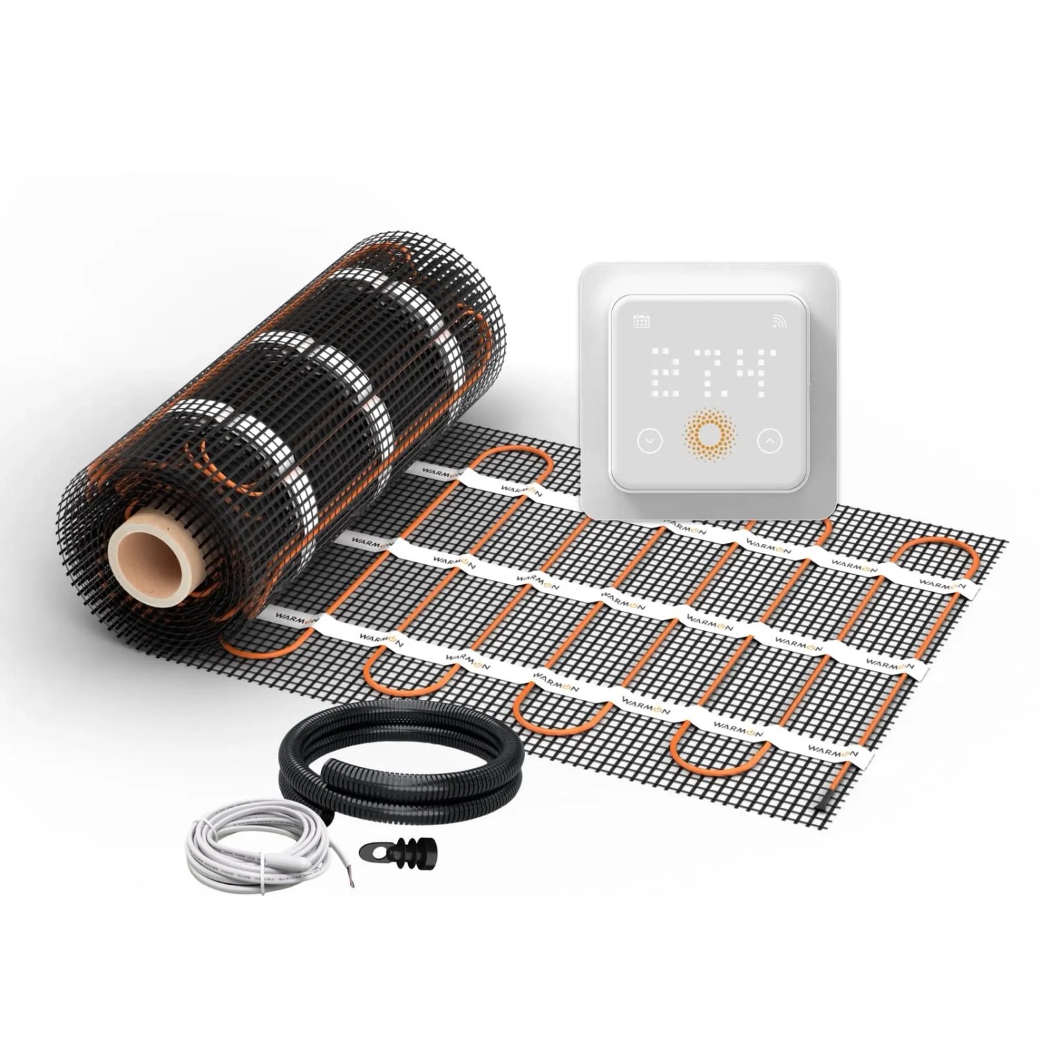 WARMON Fußbodenheizung Elektrisch ULTRA 200 W/m² inkl. WiFi Thermostat TS 500 mit Präsenzsensor Weiß 2 m²