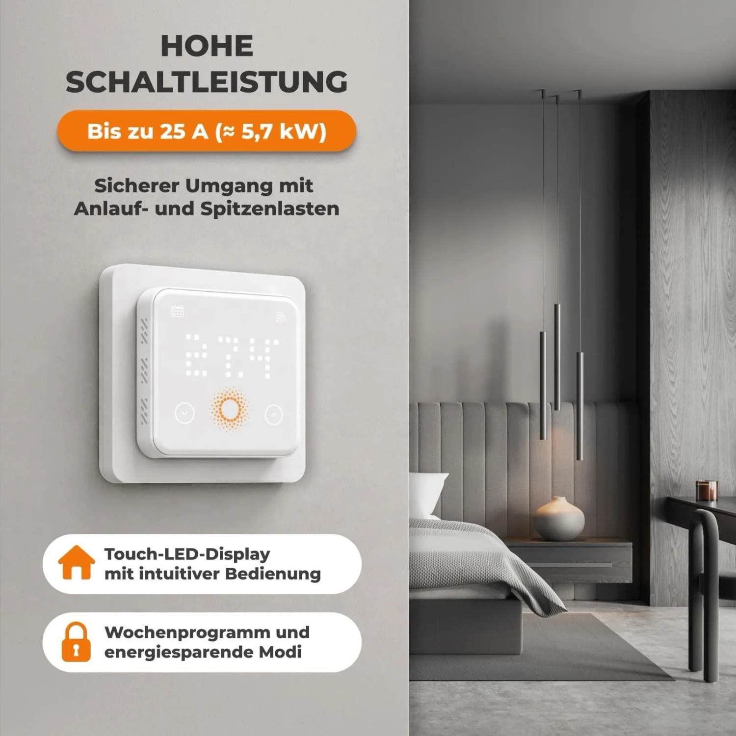 WARMON Fußbodenheizung Elektrisch 2x Matten LIGHT 100 W/m² 7+4 m² inkl. TS 500 WiFi Thermostat Weiß