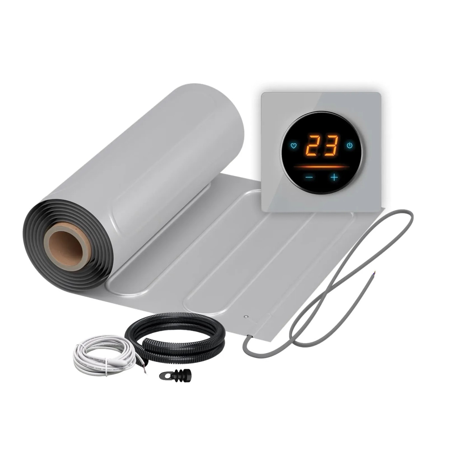 WARMON Fußbodenheizung Elektrisch ALU 150 W/m² mit WiFi Thermostat OKE 25 Grau 1,5 m²