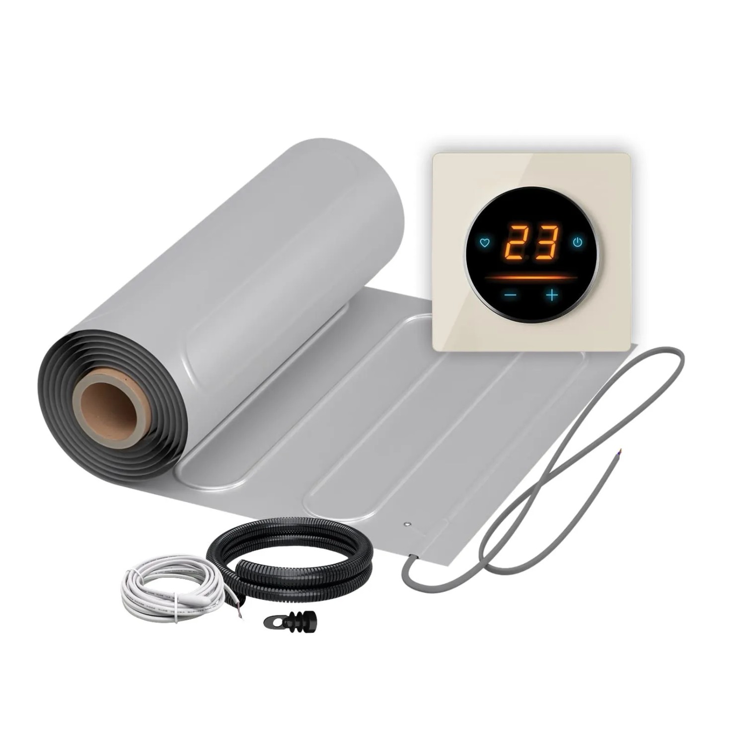 WARMON Fußbodenheizung Elektrisch ALU 150 W/m² mit WiFi Thermostat OKE 25 Beige 3,5 m²