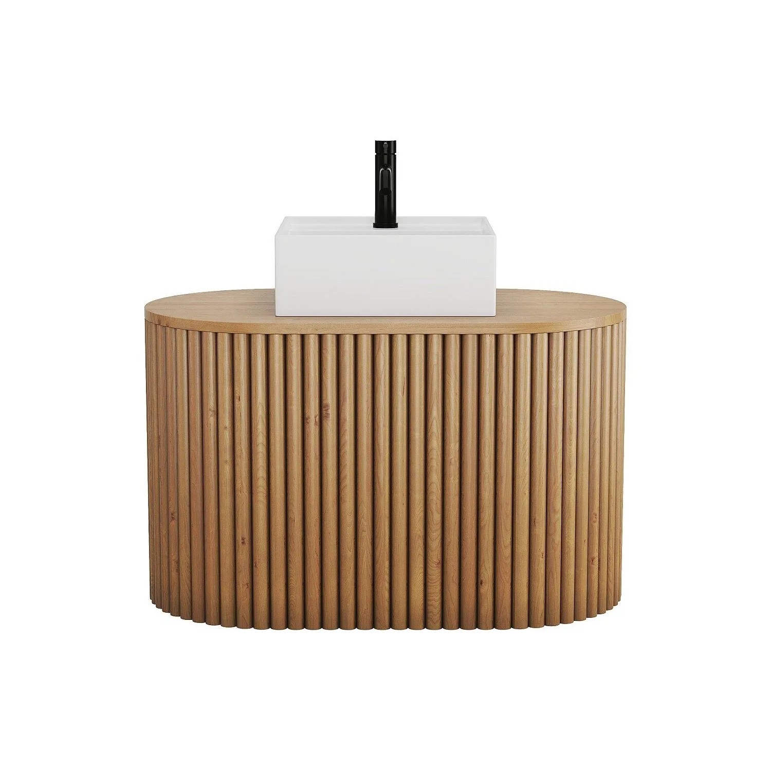 Vente-unique Einzelwaschtisch Towari Schwarz Naturfarben Hell Weiß 16 cm 90 cm 41 cm