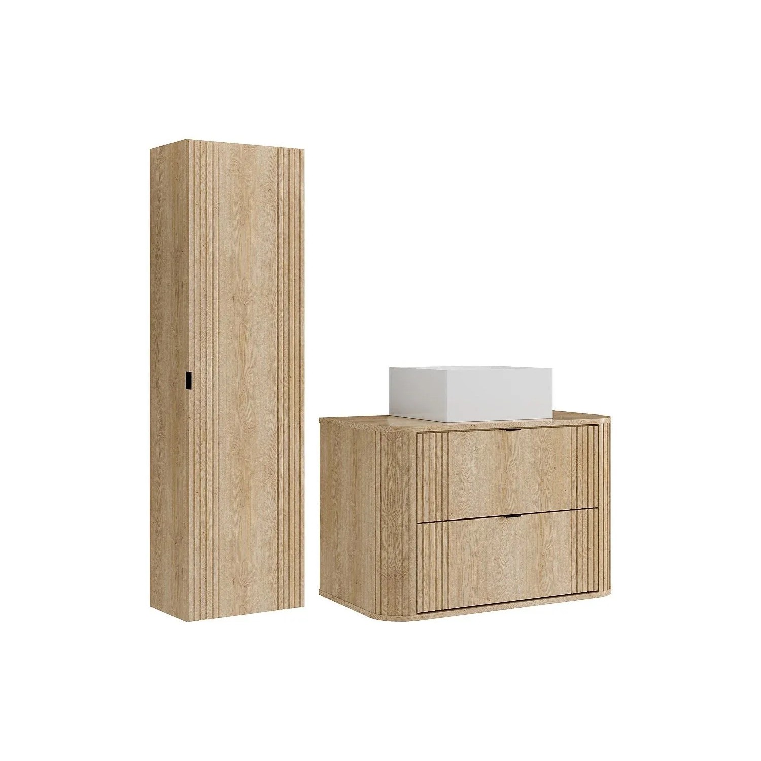 Vente-unique Badmöbel-Set Filor Naturfarben Hell 80 cm