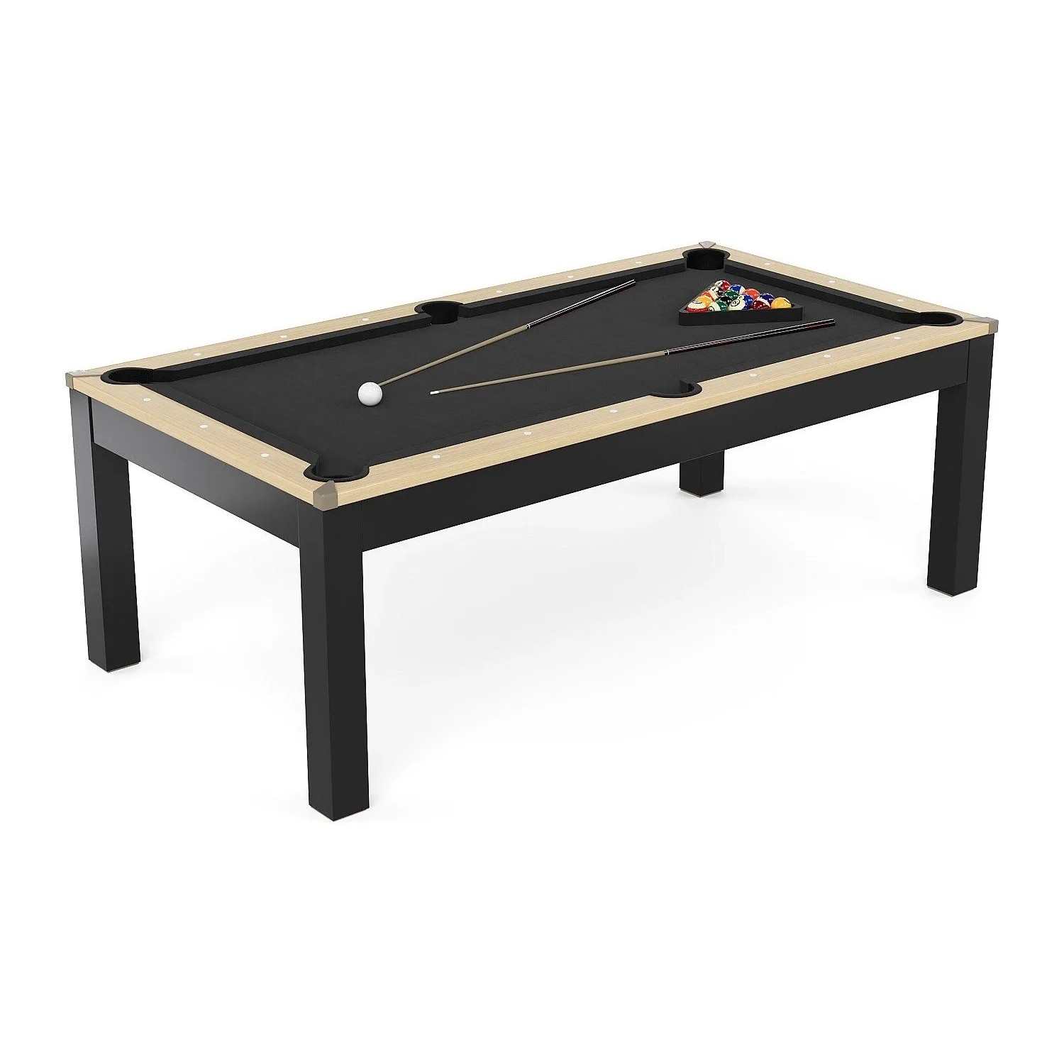 Vente-unique Billardtisch Balthazar Schwarz Naturfarben Hell 213.4 cm