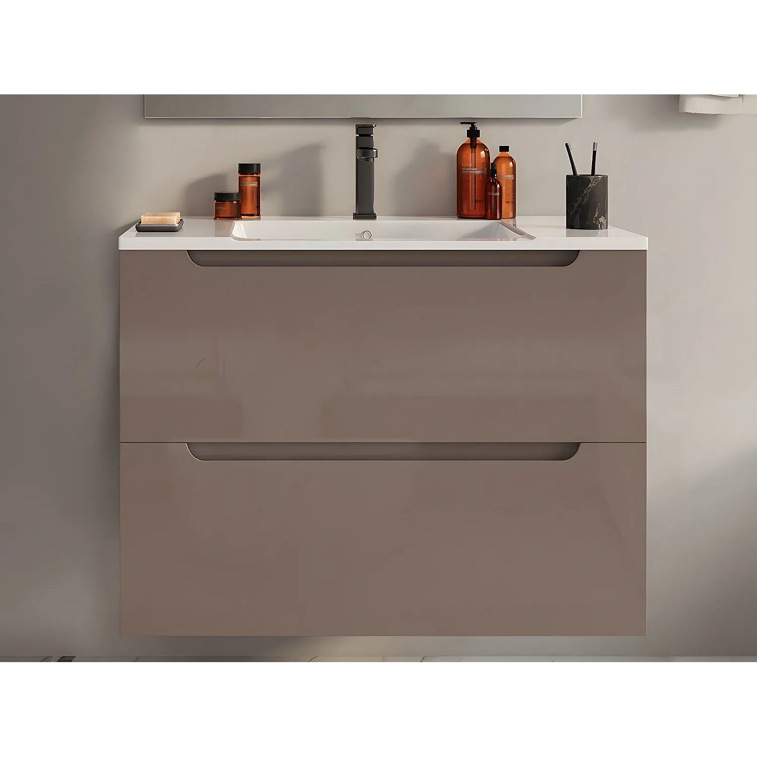 Vente-unique Einzelwaschtisch Stefanie Taupe 80 cm