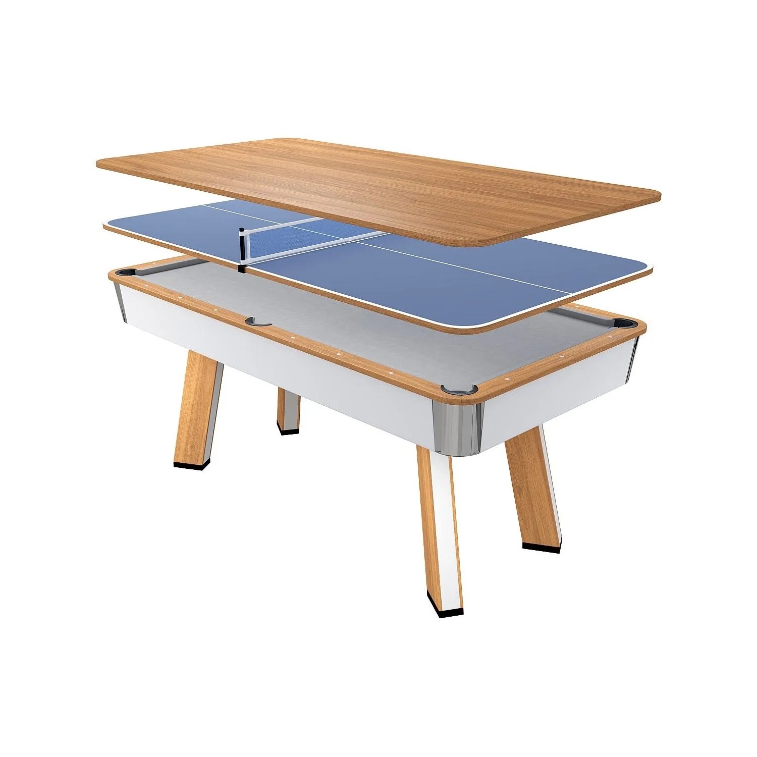 Vente-unique Billardtisch Sastala Naturfarben Hell Weiß 213.4 cm