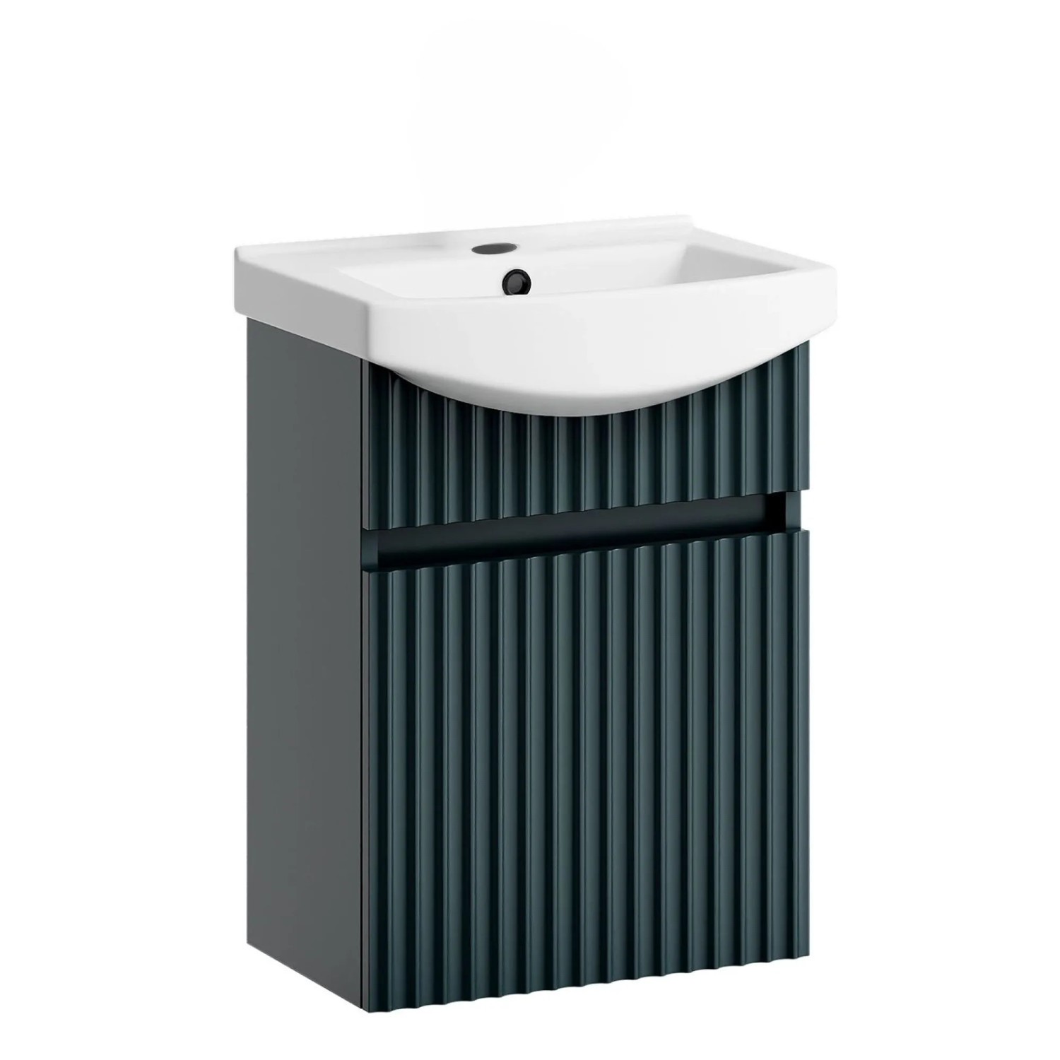 Planetmöbel Wega Waschtischunterschrank 45 cm Anthrazit Matt mit Keramikwaschbecken Soft Close