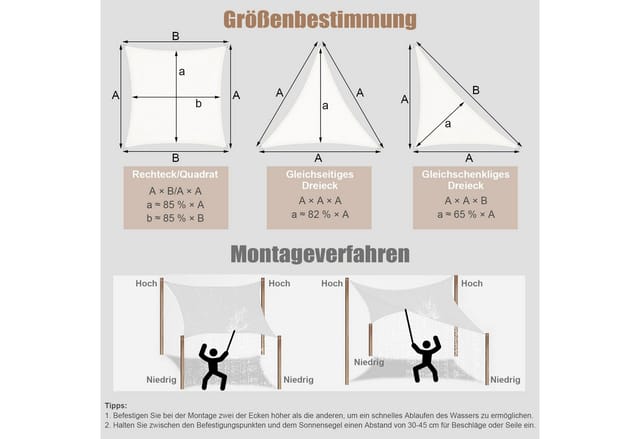 Woltu Sonnensegel, (1-tlg), aus PES, 200 g/m² Polyester, 95% UV Schutz, für Balkon Terrasse Garten