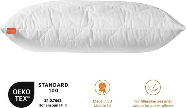 sleepling Kopfkissen Basic 200, Füllung: 100% Klima Faser, Bezug: Mischgewebe aus 52% Mikrofaser / 48% Baumwolle, Seitenschläfer, Rückenschläfer, Bauchschläfer, hergestellt in der EU, allergikerfreundlich