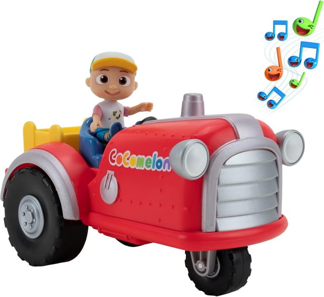 Jazwares Spielzeug-Auto Cocomelon - Mitsing-Traktor, spielt das Lied "Old MacDonald
