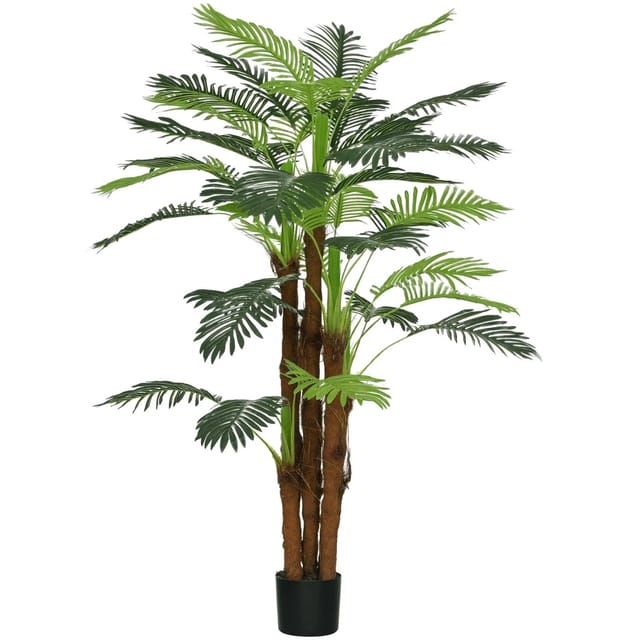 Kunstpflanze Kunst Palme, 160 cm mit 36 Zweige, Zimmerpflanze Palme, HOMCOM, Höhe 160 cm, Pflanze Deko für Indoor, Outdoor, Grün