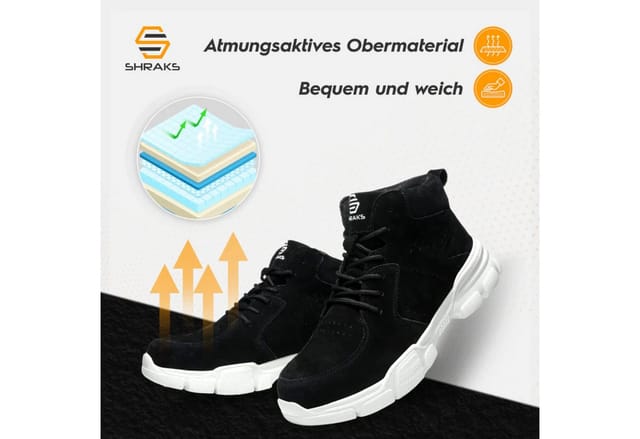 Shraks Stride Sicherheitsschuhe Bequem, Stahlkappe, Rutschfest,ISO20345 Arbeitsschuh