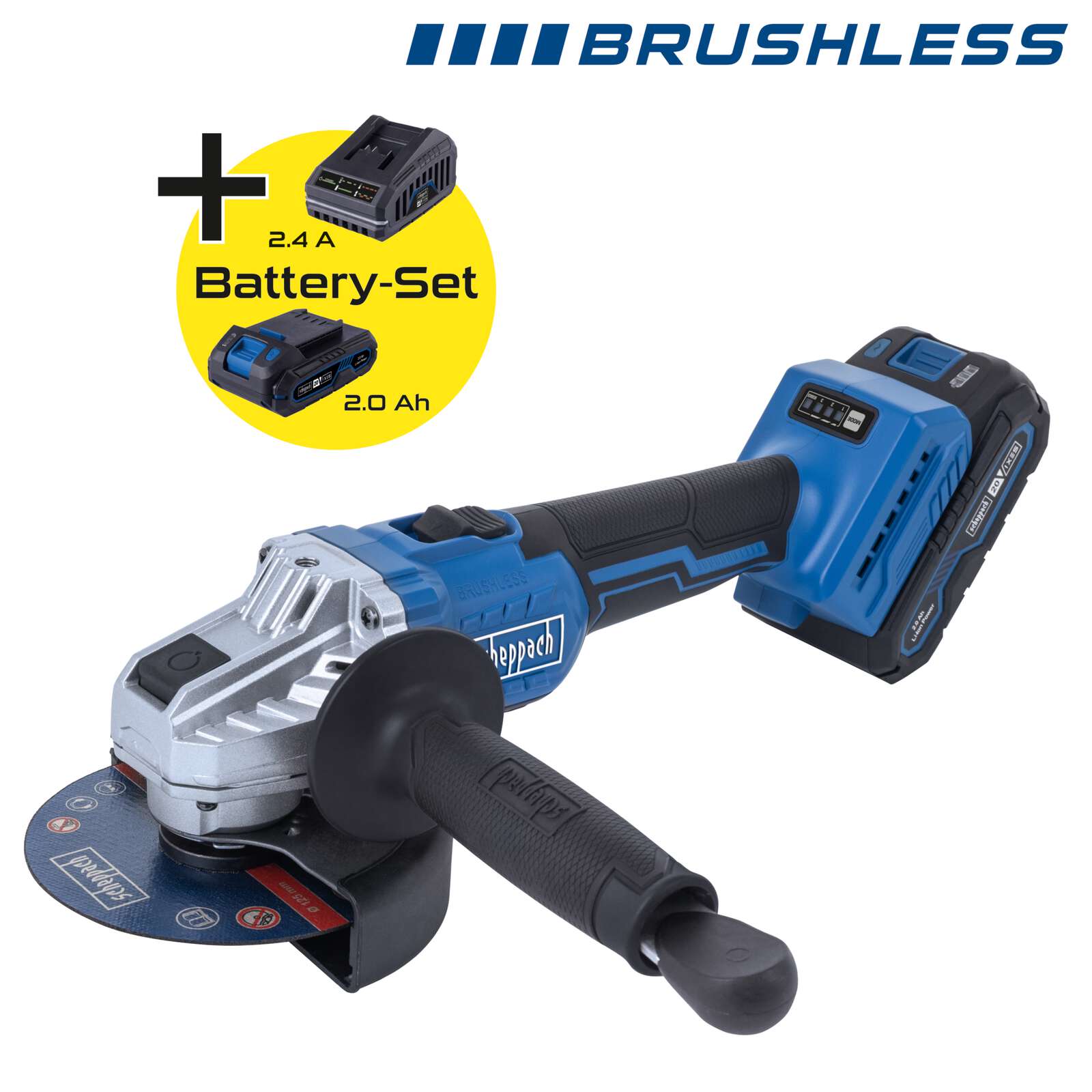 Akku-Winkelschleifer BC-AG125P-X Scheppach - 20V | 125 mm Scheibendurchmesser | 3 Stufen Drehzahleinstellung | M14 Werkzeugaufnahme Bild 5