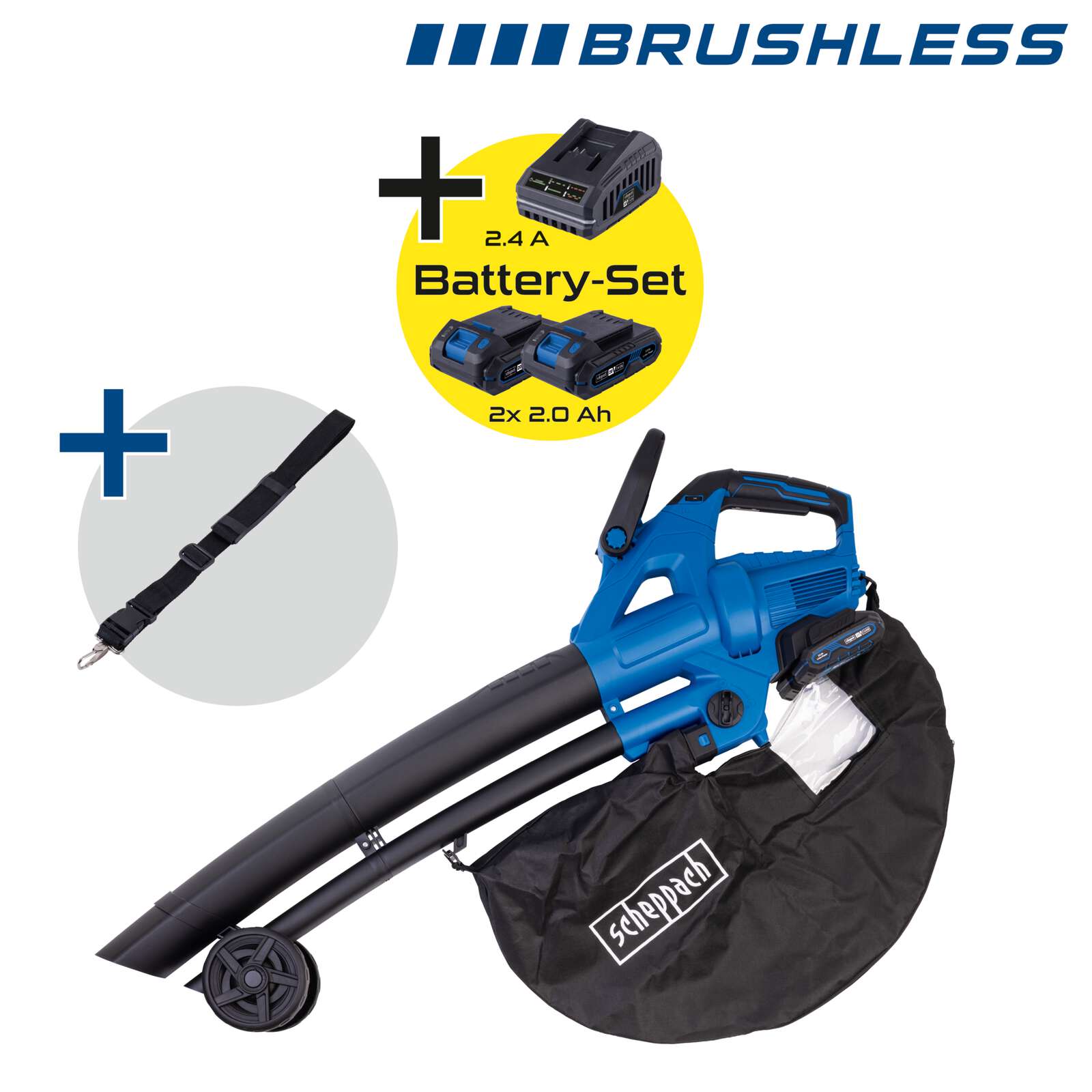 Akku-Laubsauger/-bläser BC-BLV720-X Scheppach | Brushless | Luftgeschwindigkeit 210 km/h | 45L | inkl. 2x 2Ah Akku & Doppelladegerät Bild 3