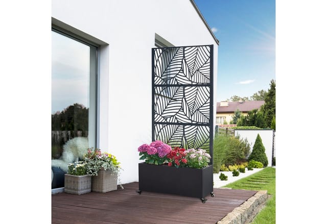 casa.pro Blumenkasten, mit Trennwand »Surnskoki« mit Rollen Stahl 190x82x38 cm Schwarz