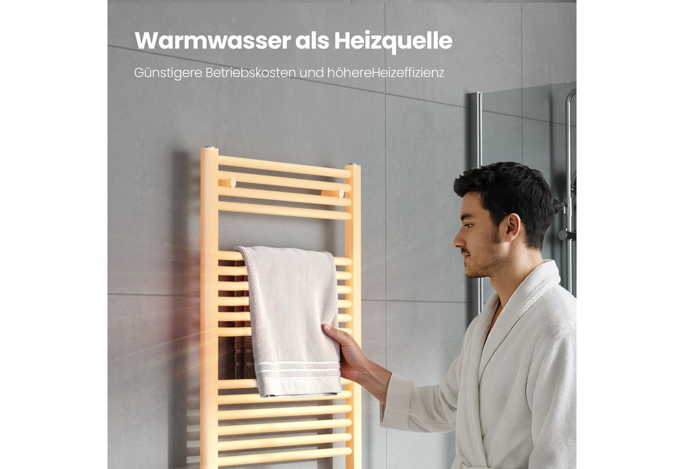 MEYKOERS Badheizkörper 70 × 50 cm Handtuchwärmer für Badezimmer, Weiß, 284 W (T=50), G 1/2, Geeignet für 4