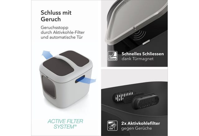 ROTHO Katzentoilette Katzenklo Bea XL mit Schwingtür – ideal für große Katzenrassen, Inkl. Schaufel und 4 Aktivkohlefilter gegen Gerüche, Magnetklappe