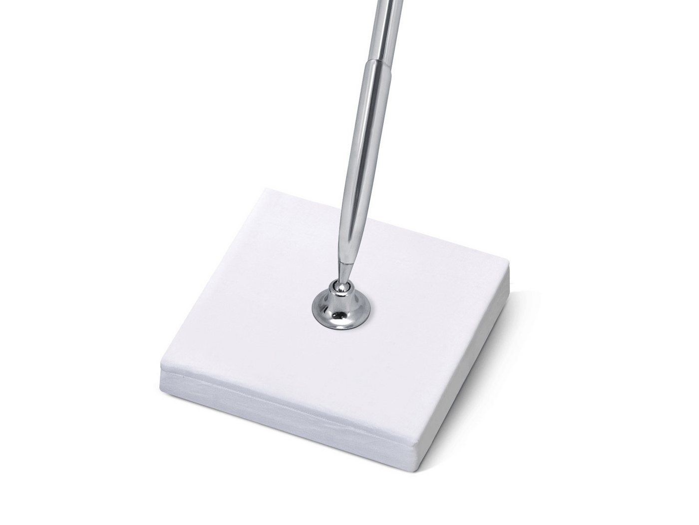partydeco Kugelschreiber, Stifthalter mit Kugelschreiber 8x8x16cm weiß / silber