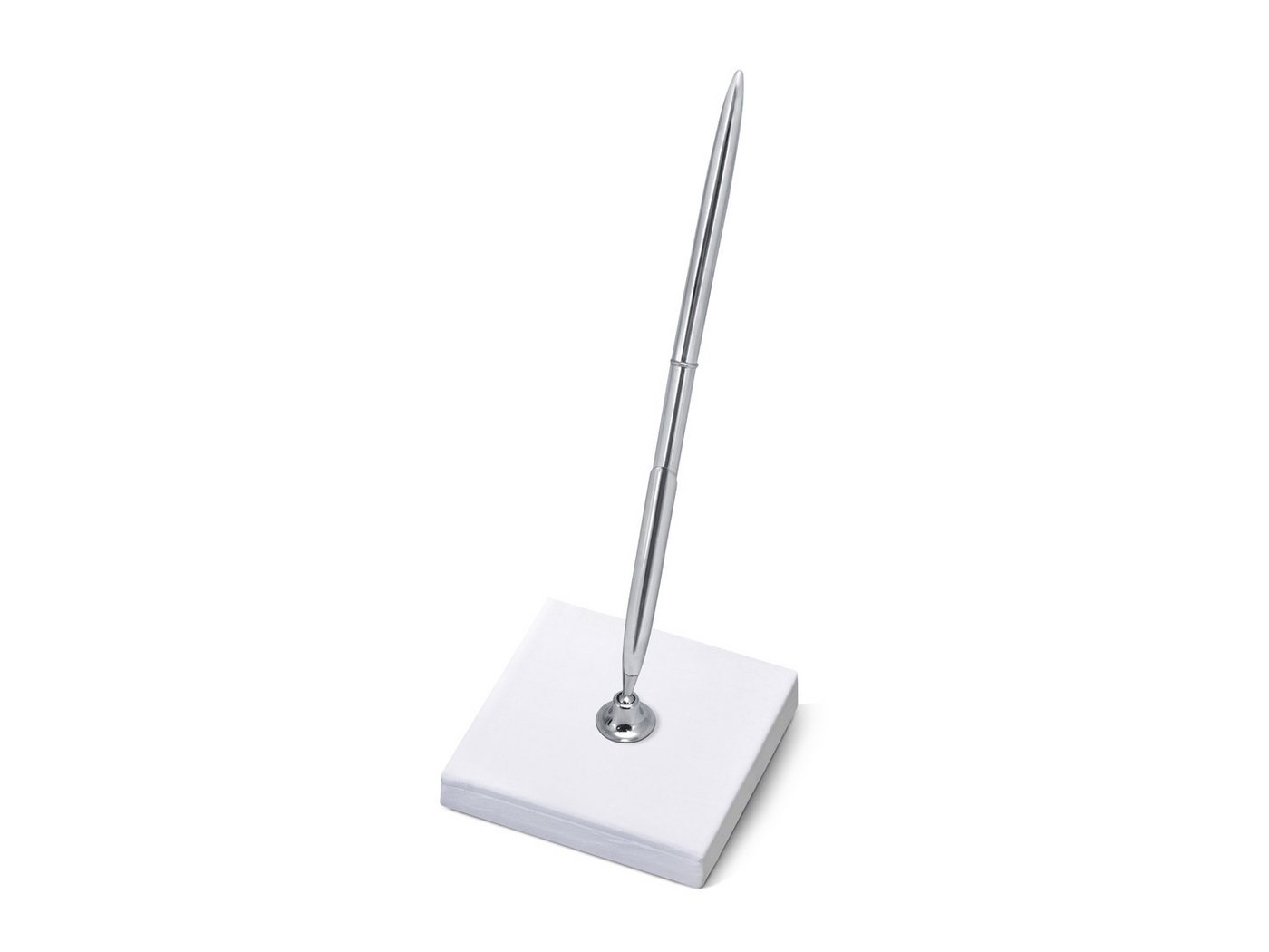 partydeco Kugelschreiber, Stifthalter mit Kugelschreiber 8x8x16cm weiß / silber Bild 2