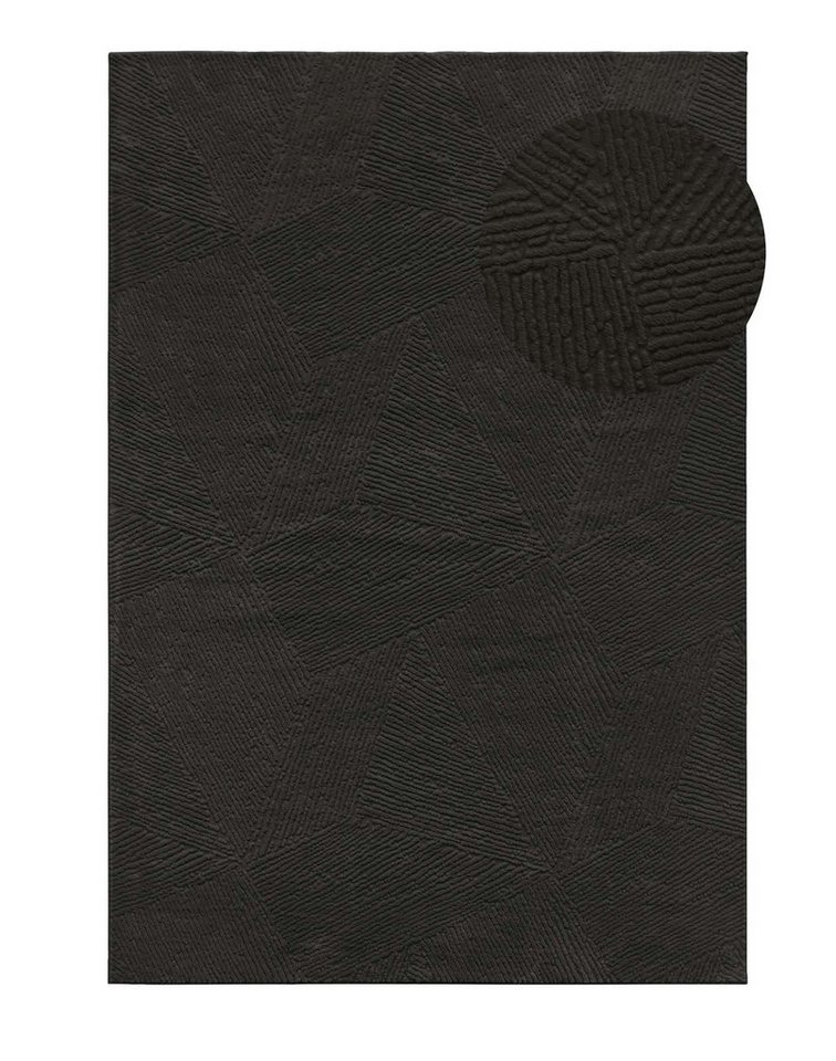 TaraCarpet Teppich TaraCarpet Homestyle 389 Fresco, rund, Höhe: 10 mm, Fresco hoch-tief weich waschbar anthrazit 80x80 rund Bild 5