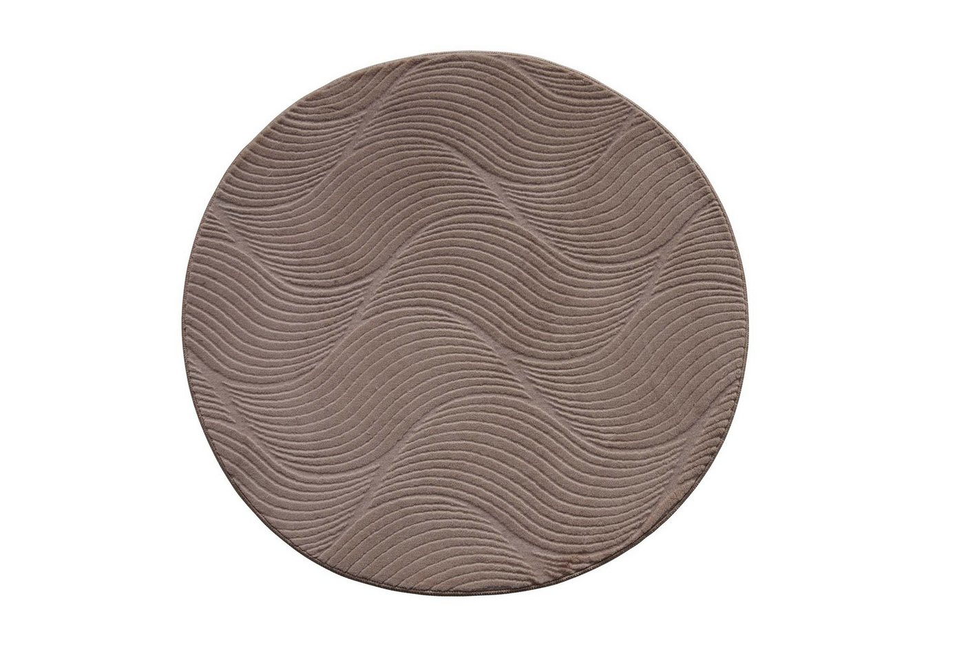 TaraCarpet Teppich TaraCarpet Homestyle 392 Shell, rund, Höhe: 10 mm, Felloptik hoch-tief weich waschbar Düne taupe 80x80 rund Bild 3