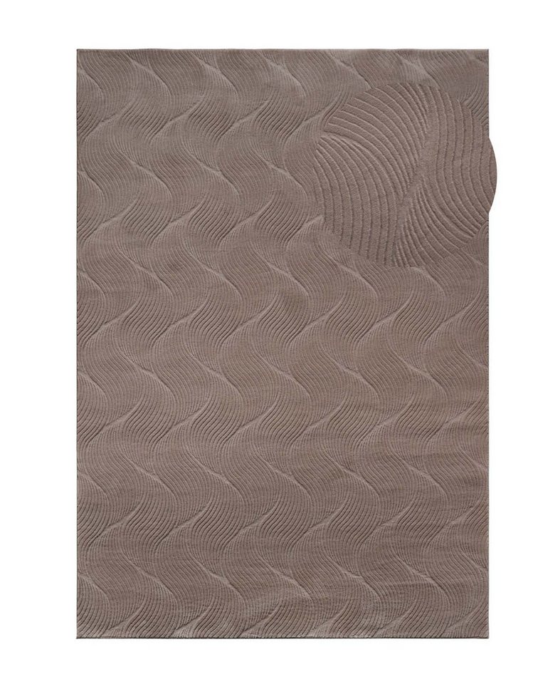 TaraCarpet Teppich TaraCarpet Homestyle 392 Shell, rund, Höhe: 10 mm, Felloptik hoch-tief weich waschbar Düne taupe 80x80 rund Bild 5