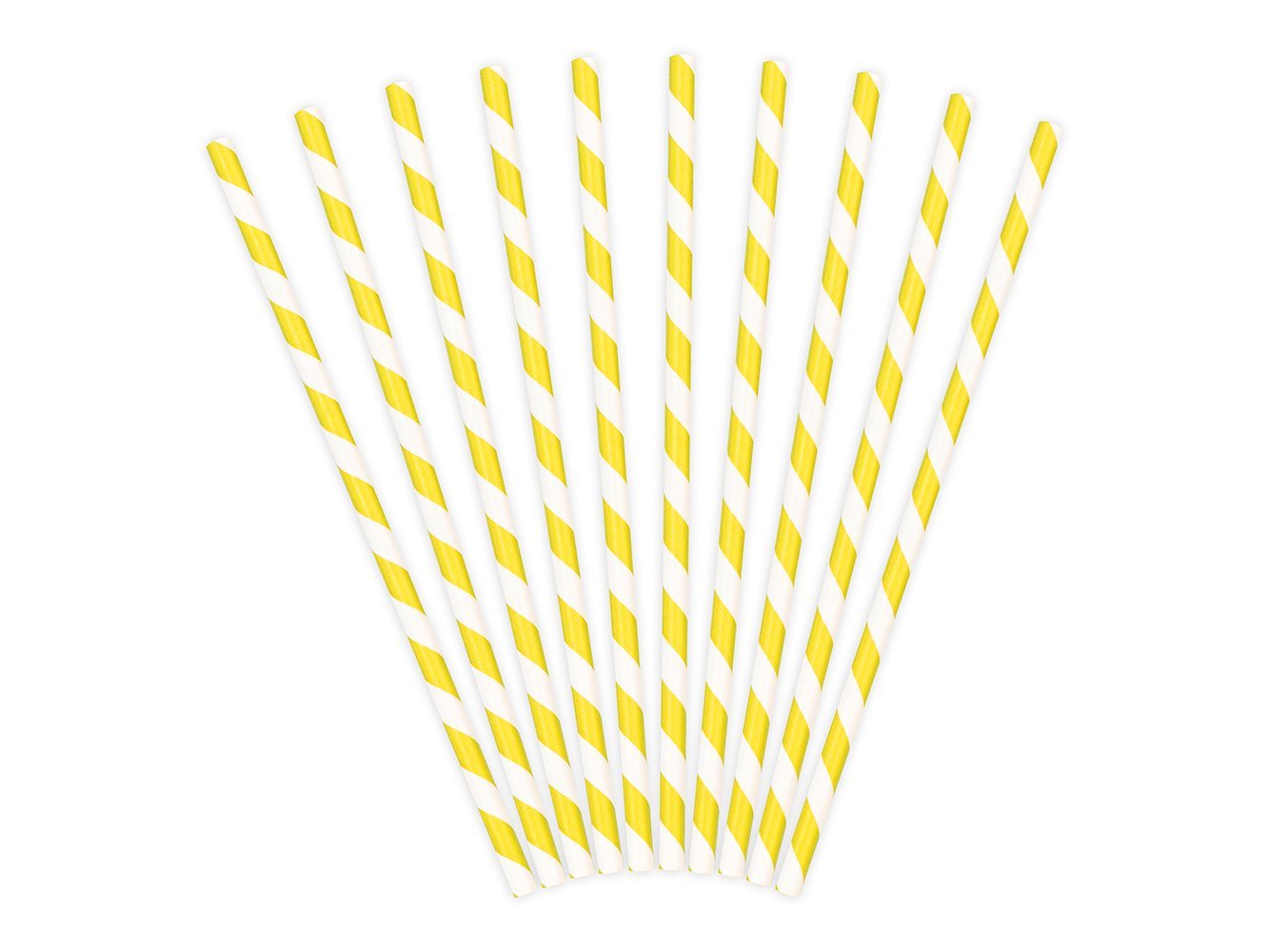 partydeco Trinkhalme, Papierstrohhalme diagonal gestreift 19cm weiß gelb 10er Set Bild 3
