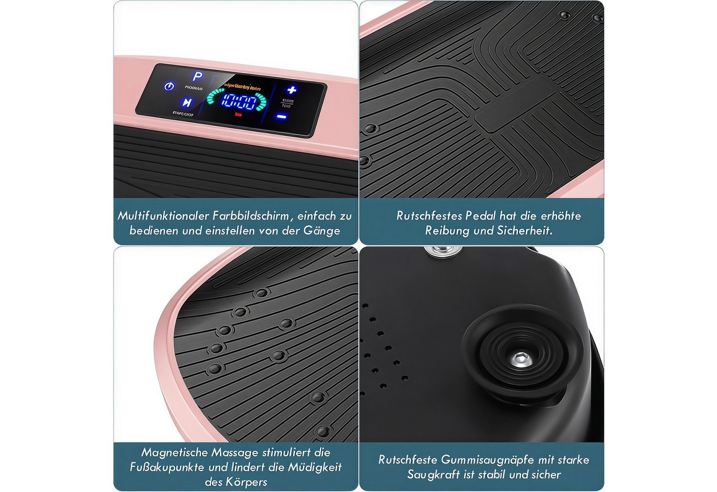 kehot Vibrationsplatte Vibrationsplatte für Ganzkörpertraining zu Hause, 200 W, 120 Intensitätsstufen, (Fitnessgerät mit Trainingsbändern für vielseitige Übungen), Leiser Motor, Fernbedienung und seitliche Transporträder Bild 2
