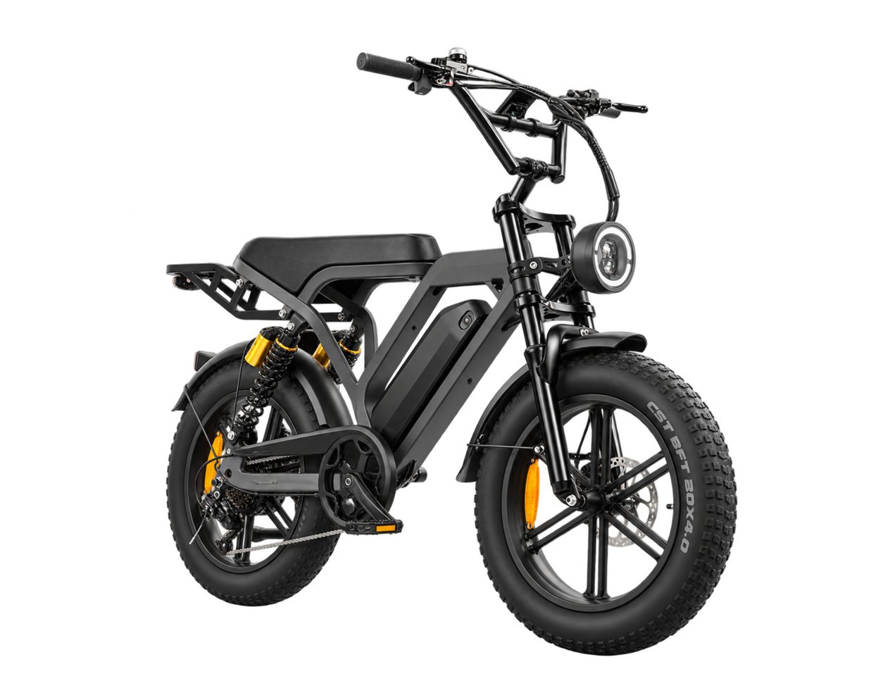 ELEKWHEELS E-Bike E-Fatbike 20"x4" Fatbike, für Herren und Damen, 48V 15Ah Akku bis 108 km, 7 Gang Shimano, Kettenschaltung, Fatbike-Reifen, Vollfederung, hydraulische Scheibenbremsen, Farb-LCD